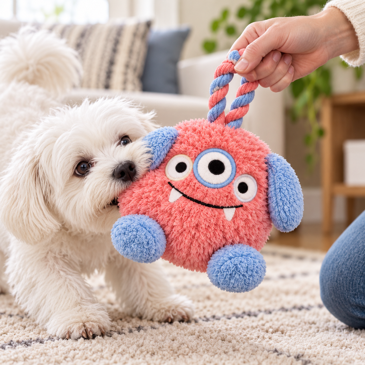 BumpyPaw Plush Rope-Loop Dog Toy