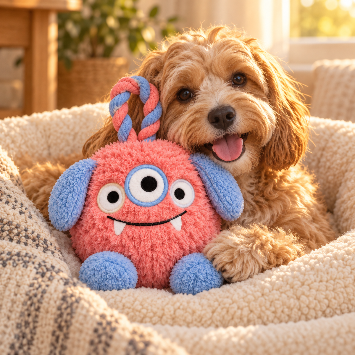 BumpyPaw Plush Rope-Loop Dog Toy