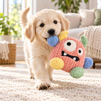 BumpyPaw  Multi-Texture Plush Monster Dog Toy