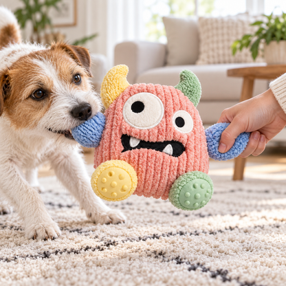 BumpyPaw  Multi-Texture Plush Monster Dog Toy